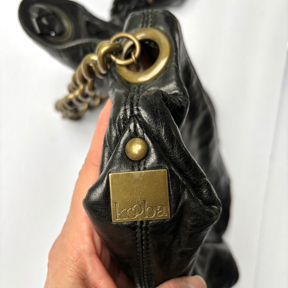 Kooba Black Leather Bag with Gold Chain - Picture 8 of 16